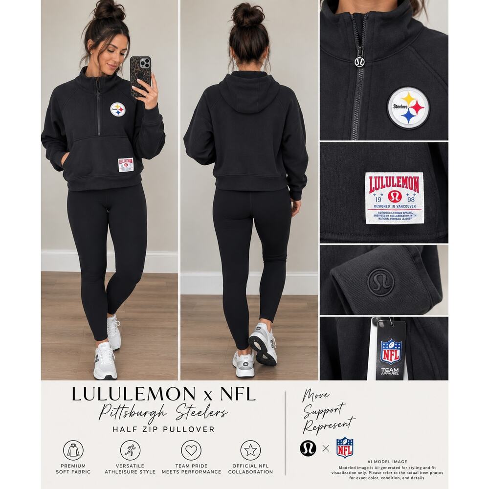 Lululemon x NFL Pittsburgh Steelers Half Zip Hoodie Black M/L NWT